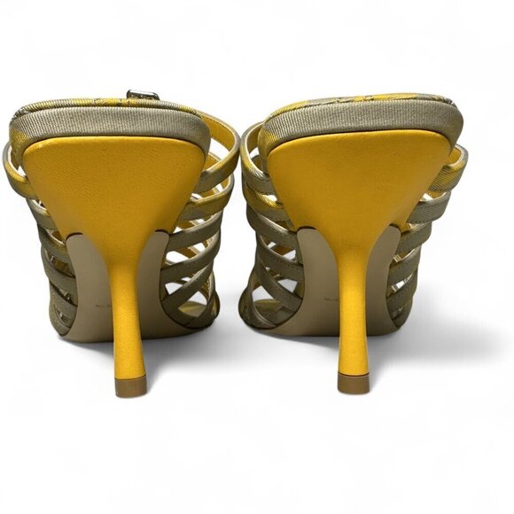 Burberry Women's Yellow Hunter Check Carmine Strap Heels Sandals Sz 38 EU NWT - Picture 7 of 16